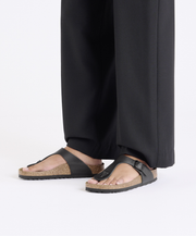 Dark Cork Base Supportive Comfortable Adjustable T-bar Sandals 