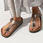 Active Supportive Footbed Cork with Adjustable T-bar Sandals Muted Silver 