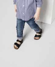 Adjustable Supportive Kids Black Buckle Sandals Traditional Ankle Strap
