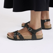 Birkenstock Kumba Nubuck Leather Black Soft Footbed Sandals