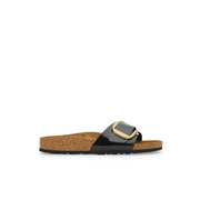 Birkenstock Madrid Big Buckle Birko-Flor Black Patent/Gold Buckle Sandals
