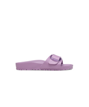 Madrid Birkenstock slide sandal mauve purple big buckle