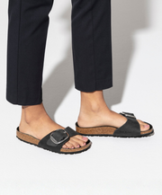 Birkenstock Silver Black Lightweight Single Strap Traditional Comfort Sandal