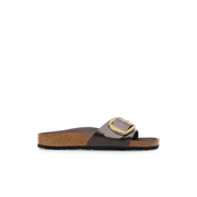 Birkenstock Madrid Hammered Big Buckle Hex Natural Leather Patent High Shine Espresso Sandals