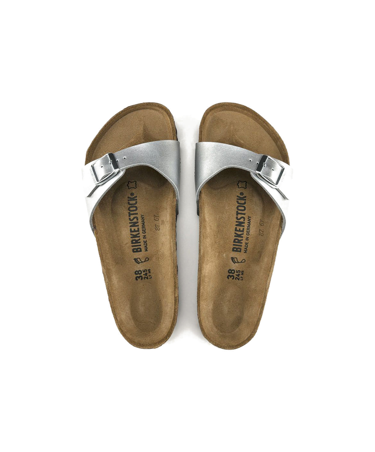 【新品未使用】BIRKENSTOCK Madrid BS Silver 38 Madrid Synthetics in Color Washed Metallic Silver