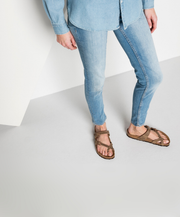 Crisscross Narrow Straps Womens Oiled Nubuck Leather Rustic Summer Sandal 