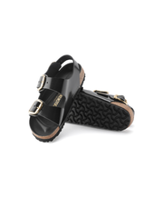 Womens Black Shining Leather Three Strap Summer Sandal Birkenstock Elegant 