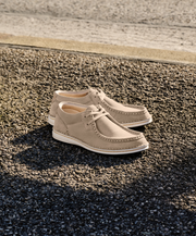 Mens Traditional White Grey Beige Laced Boat Shoes Sneakers 