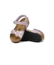 birkenstock kids lavender rio sandal with flower detail