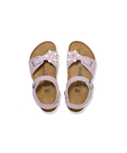birkenstock kids lavender rio sandal with flower detail