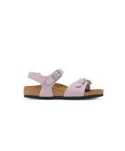 birkenstock kids lavender rio sandal with flower detail