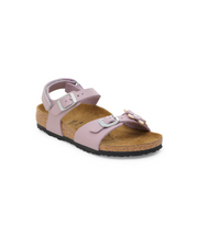 birkenstock kids lavender rio sandal with flower detail