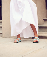 Womens Green Teal Sandal Supportive Cork Base Birkenstock