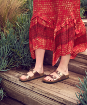 Graceful Open-Toed Reflective Taupe  Dual-Strap Adjustable Sandals 