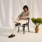 mens suede leather brown clogs