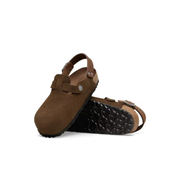 mens brown suede clogs