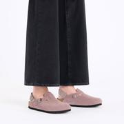 Birkenstock Tokio Suede Leather Faded Purple Clogs