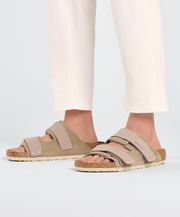 Hook and Loop Supportive Cork Base Sandals with Taupe Suede Birkenstock Sandal