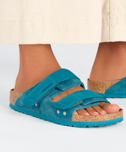 Everyday Adjustable Velcro Hook And Loop blue Sandal Birkenstock Cork Base Comfort