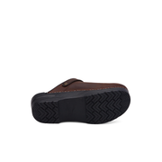 womens leather clogs brown