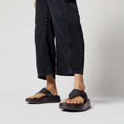 Fitflop F-Mode Buckle Stud Leather Flatform Toe Post Black