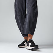 FitFlop F-Mode Flow Fabric/Suede/Leather Flatform Sneaker Black