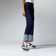 FitFlop F-Mode Flow Leather/Suede Flatform Sneaker Midnight Navy Mix
