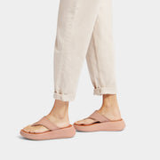 FitFlop F-Mode Leather Flatform Toe Post Sandals Beige