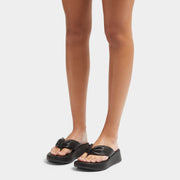 FitFlop F-Mode Leather Twist Flatform Toe Post Sandal Black