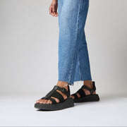 Fitflop F-Mode Leather/Webbing Flatform Fisherman Sandals Black