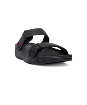 FitFlop Gogh Moc Embossed-Leather All Black Mens Slides