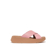 FitFlop F-Mode Leather Flatform Cross Slide Blush