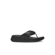FitFlop F-Mode Leather Twist Flatform Toe Post Sandal Black