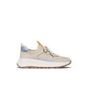 FitFlop F-Mode Suede Knit Flatform Slip On Laced Sneaker Paris Beige Blue