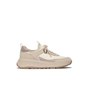 FitFlop F-Mode Suede Knit Flatform Slip On Laced Sneaker Stone Beige Cream