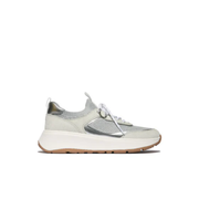 FitFlop F-Mode Suede Knit Flatform Slip On Laced Sneaker Urban White French Grey