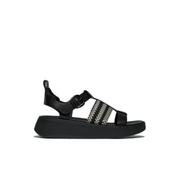 FitFlop F-Mode V-Weave Leather Fisherman Sandal Black Mix