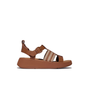 FitFlop F-Mode V-Weave Leather Fisherman Sandal Deep Tan