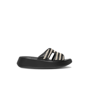 FitFlop F-Mode Woven Leather Flatform H-Bar Sandals Black