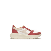 FitFlop F-mode Leather/Suede Flatform Sneakers Red