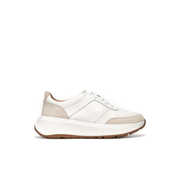 FitFlop F-mode Leather/Suede Flatform Sneakers White
