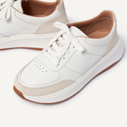 FitFlop F-mode Leather/Suede Flatform Sneakers White