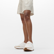 FitFlop F-mode Leather/Suede Flatform Sneakers White