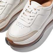 FitFlop F-mode Leather/Suede Flatform Sneakers White