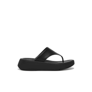 FitFlop F-mode Leather Flatform Black Toe Post Sandals V2