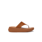 FitFlop F-mode Leather Flatform Toe Post Brown