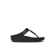 FitFlop Fino Gold Trim Leather Toe Post Sandals All Black