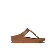 FitFlop Fino Gold Trim Leather Toe Post Sandals Tan