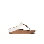 FitFlop Fino Gold Trim Leather Toe Post Sandals Urban White