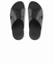 FitFlop Lulu Leather Black Cross Slides